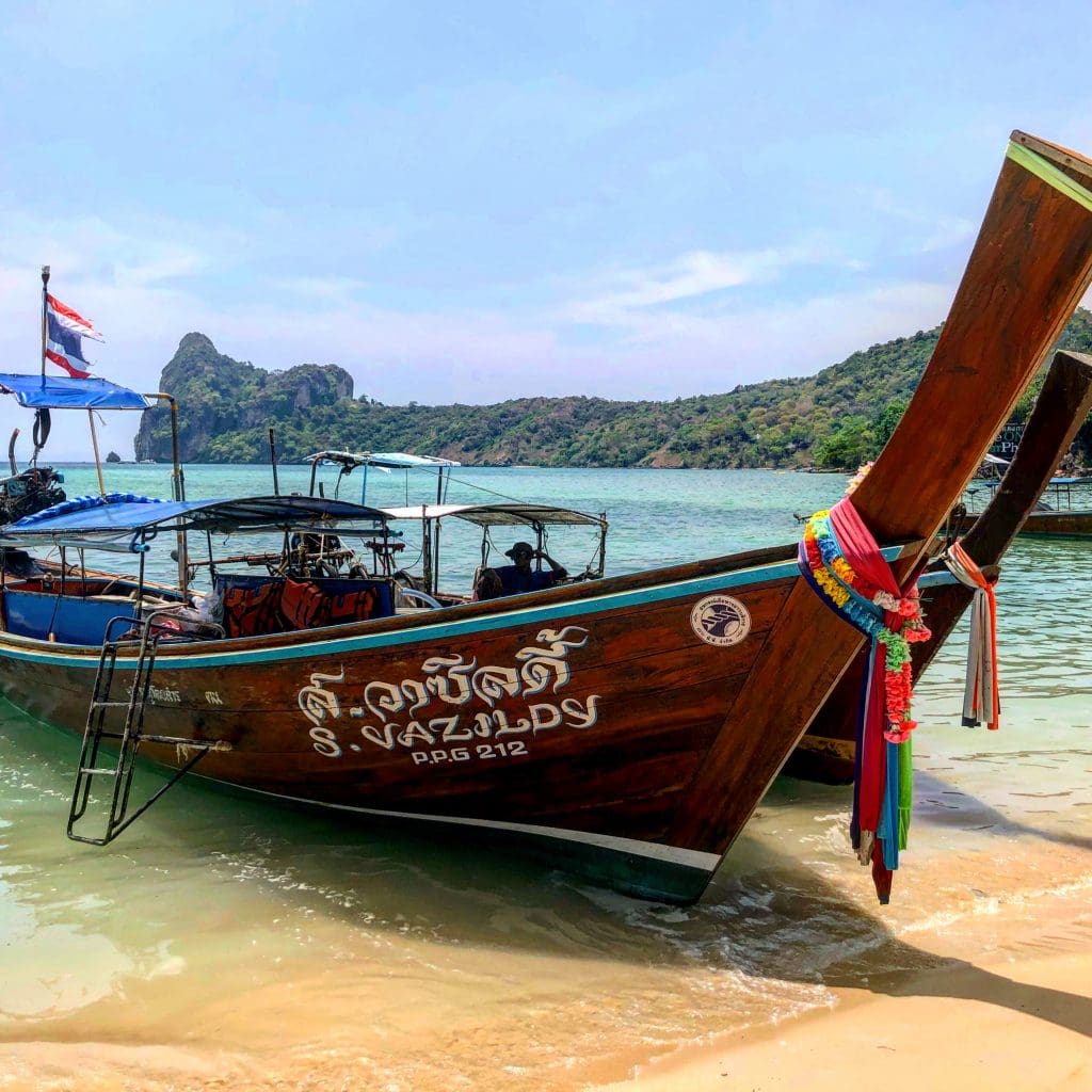 Traditional Thai boat seen on Koh Phi Phi Island