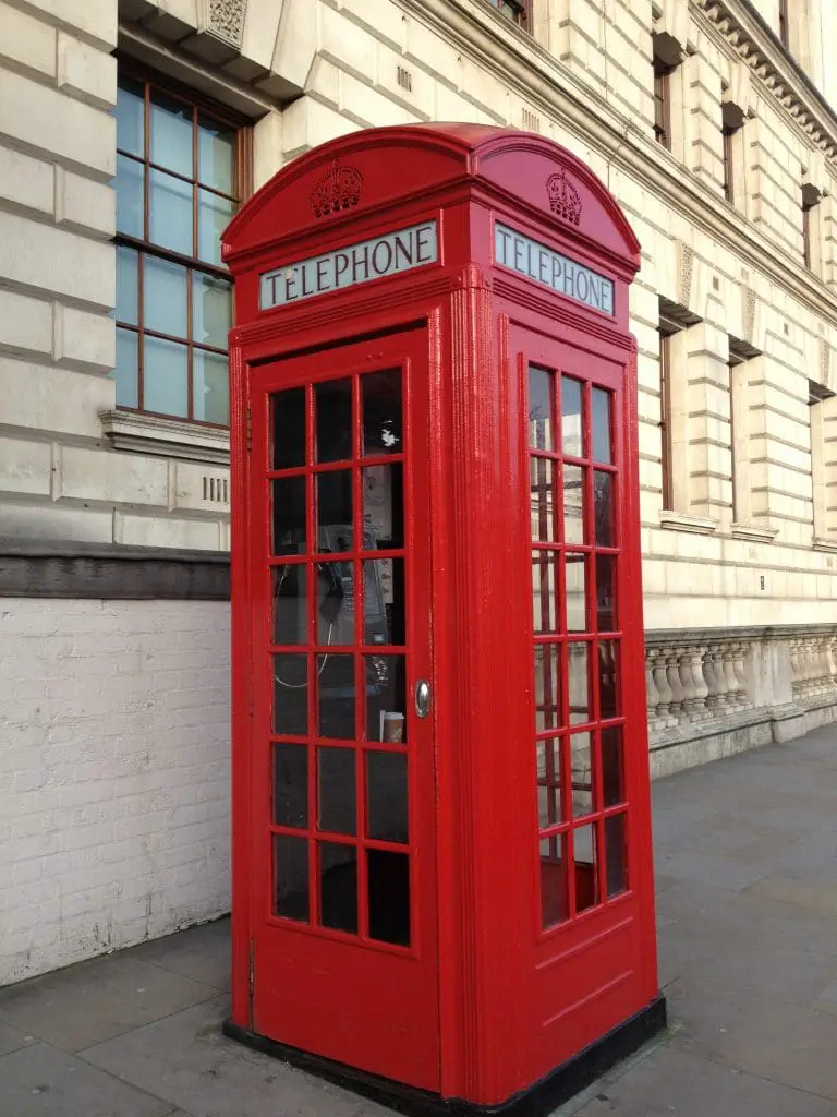 English red phone booth in London, England