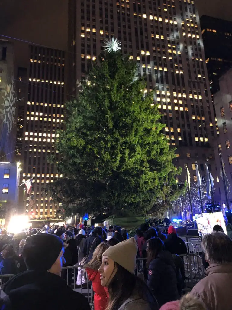 Pre-lighting of the tree in Rockefeller Cetner